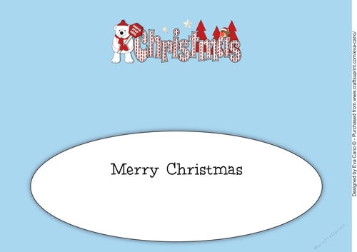 Monty Polar Bear with sign CHRISTMAS large dl insert