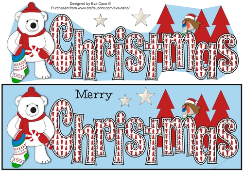 Monty Polar Bear with stocking CHRISTMAS large dl