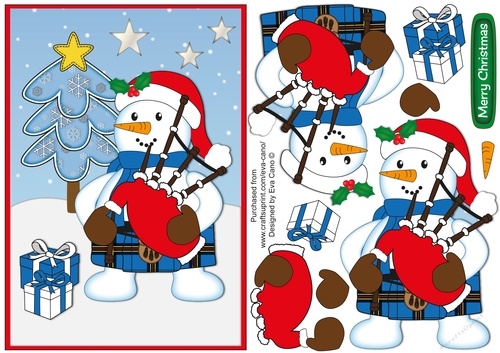 Scottish Snowman Piper decoupage 2