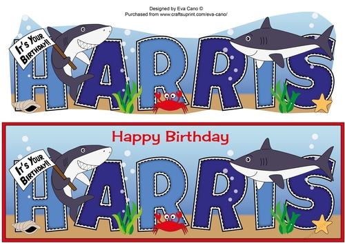 Birthday Sharks HARRIS large dl