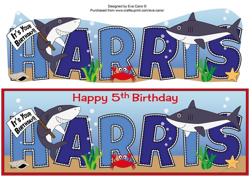 Birthday Sharks HARRIS 5th large dl