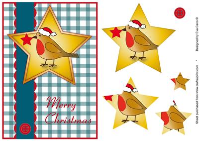 Christmas Robin Blue Background
