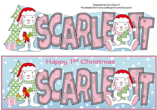 First Christmas Bunny Rabbits SCARLETT large dl