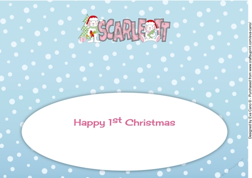 First Christmas Bunny Rabbits SCARLETT large dl insert