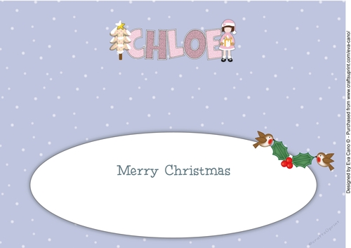 Christmas girl with present CHLOE large dl insert