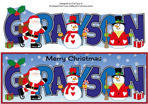 Santa & Snowmen GRAYSON large dl