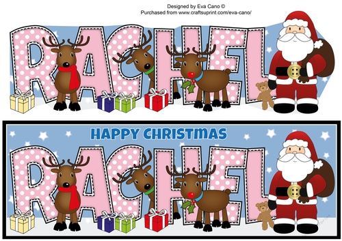 Santa and his Reindeers RACHEL large dl