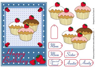 Cupcakes with Strawberries Decoupage