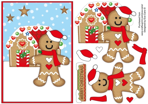 Gingerbread man with house decoupage