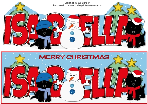 Christmas Jazz Dogs & Snowman ISABELLA large dl