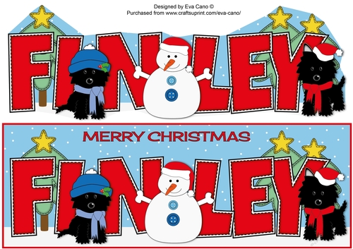 Christmas Jazz Dogs & Snowman FINLEY large dl