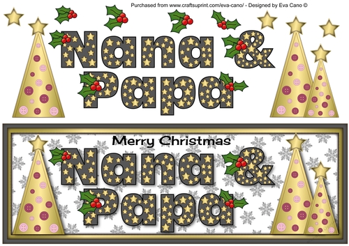 Buttons Christmas Trees Nana & Papa large dl