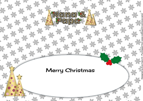 Buttons Christmas Trees Nana & Papa large dl insert
