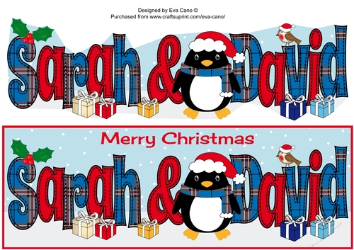 Eddie the Penguin SARAH & DAVID large dl