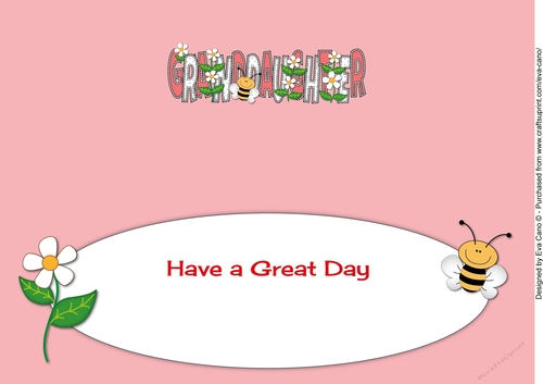 Flowers and Bees GRANDDAUGHTER large dl insert