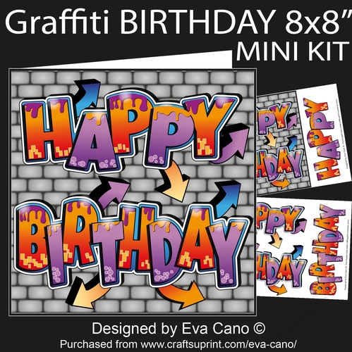 Graffiti Birthday 8x8 mini kit