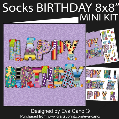 Socks Birthday 8x8 mini kit