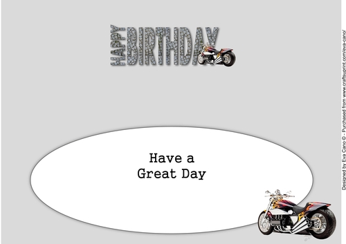 Happy Birthday with Motorbike large DL insert