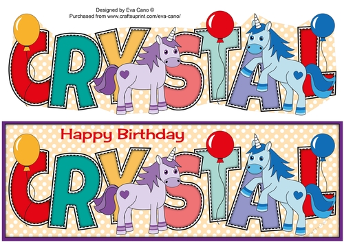 Unicorns and balloons CRYSTAL large dl