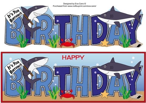 Birthday Sharks BIRTHDAY large dl