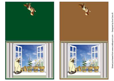 Herb Pots, Window, Cat and Dog A6 x 2