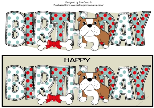 Bertie Bulldog BIRTHDAY large dl
