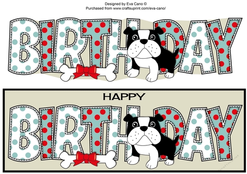 Bertie Bulldog BIRTHDAY large dl 2