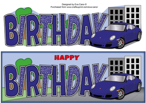 Blue Porsche BIRTHDAY large dl