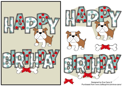 Bertie Bulldog BIRTHDAY a5 portrait