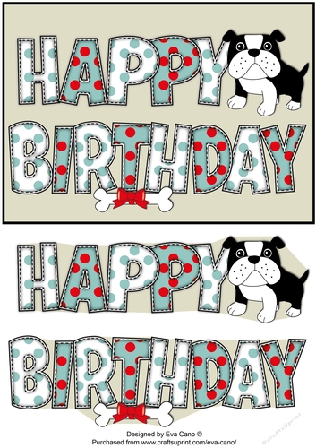 Bertie Bulldog BIRTHDAY a5 landscape 2