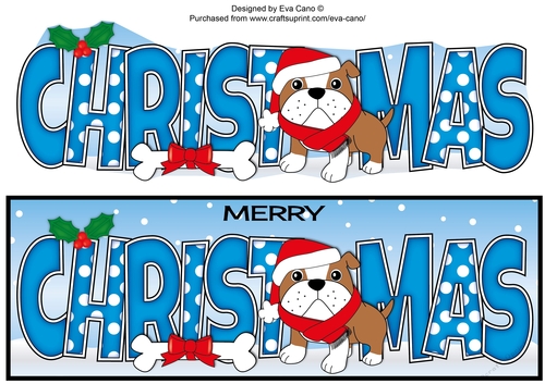 Christmas Bertie Bulldog with scarf CHRISTMAS large dl