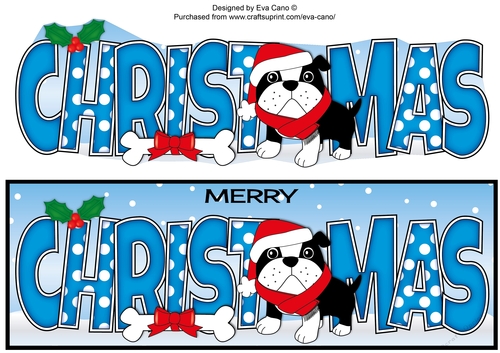 Christmas Bertie Bulldog with scarf CHRISTMAS large dl 2
