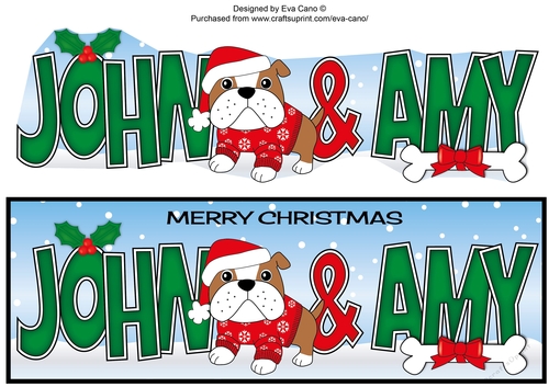 Christmas Bertie Bulldog with jumper JOHN & AMY large dl