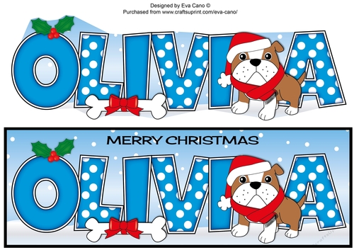 Christmas Bertie Bulldog with scarf OLIVIA large dl