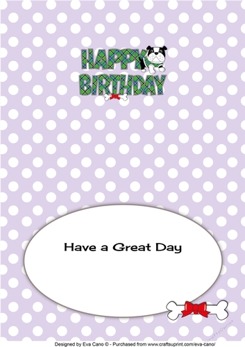 Bertie Bulldog in green tartan coat BIRTHDAY 2 insert