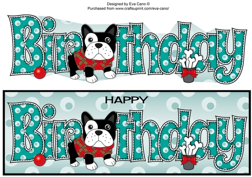 Freddie French Bulldog in red tartan coat BIRTHDAY large dl