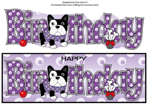 Freddie French Bulldog in purple tartan coat BIRTHDAY large dl