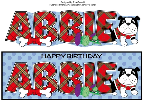Bertie Bulldog in red tartan coat ABBIE large dl