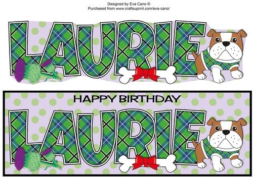 Bertie Bulldog in green tartan coat LAURIE large dl