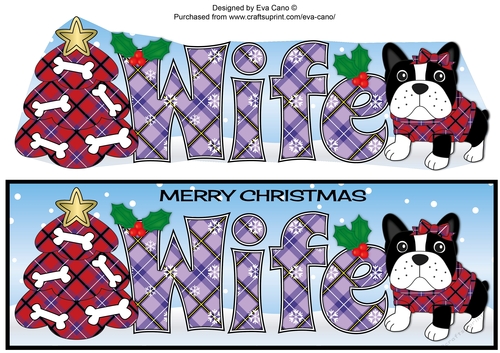 Christmas Daisy French Bulldog with tree WIFE large dl