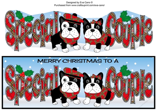 Christmas Freddie and Daisy French Bulldogs dressed up SPECIAL COUPLE large dl