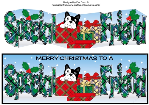 Christmas Freddie French Bulldog in a box SPECIAL FRIEND large dl