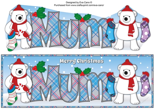 Monty Polar Bear and friend with Christmas stockings MUM large dl