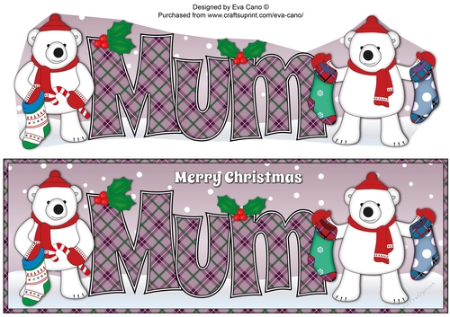 Monty Polar Bear and friend with Christmas stockings MUM large dl 2