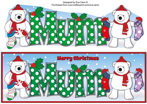 Monty Polar Bear and friend with Christmas stockings MUM large dl 3