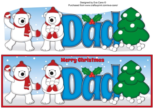 Monty Polar Bear and friend decorating the Christmas tree DAD large dl 3