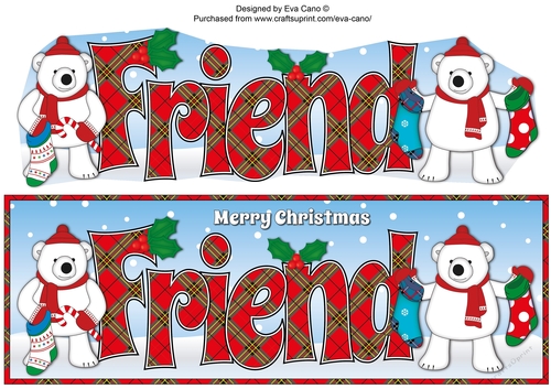 Monty Polar Bear and friend with Christmas stockings FRIEND large dl