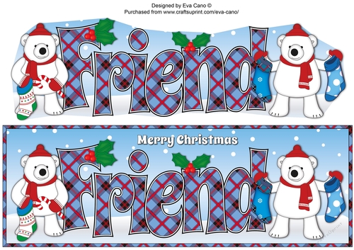 Monty Polar Bear and friend with Christmas stockings FRIEND large dl 2