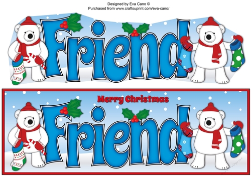 Monty Polar Bear and friend with Christmas stockings FRIEND large dl 3