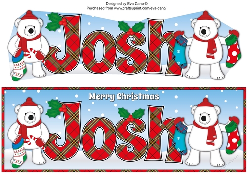 Monty Polar Bear and friend with Christmas stockings JOSH large dl